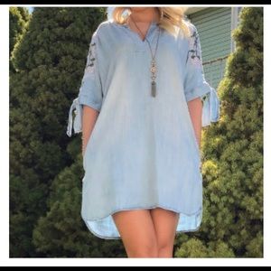 francesca's embroidered jean dress